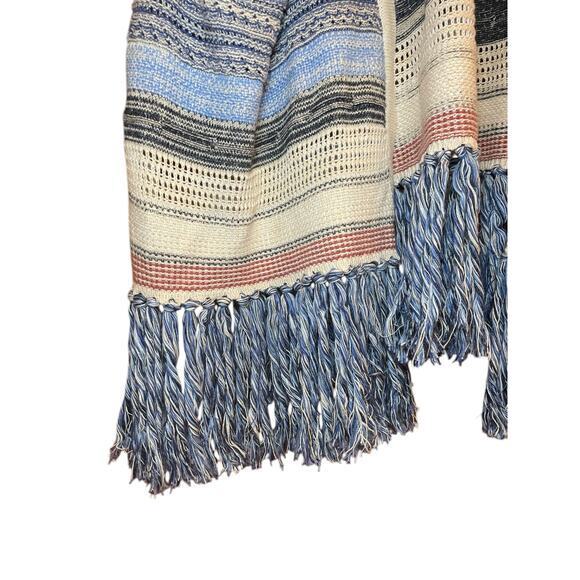 Liverpool Sleeveless Cardigan Sweater w/ Fringe Blue & Multi Color Medium, Large - Picture 7 of 12